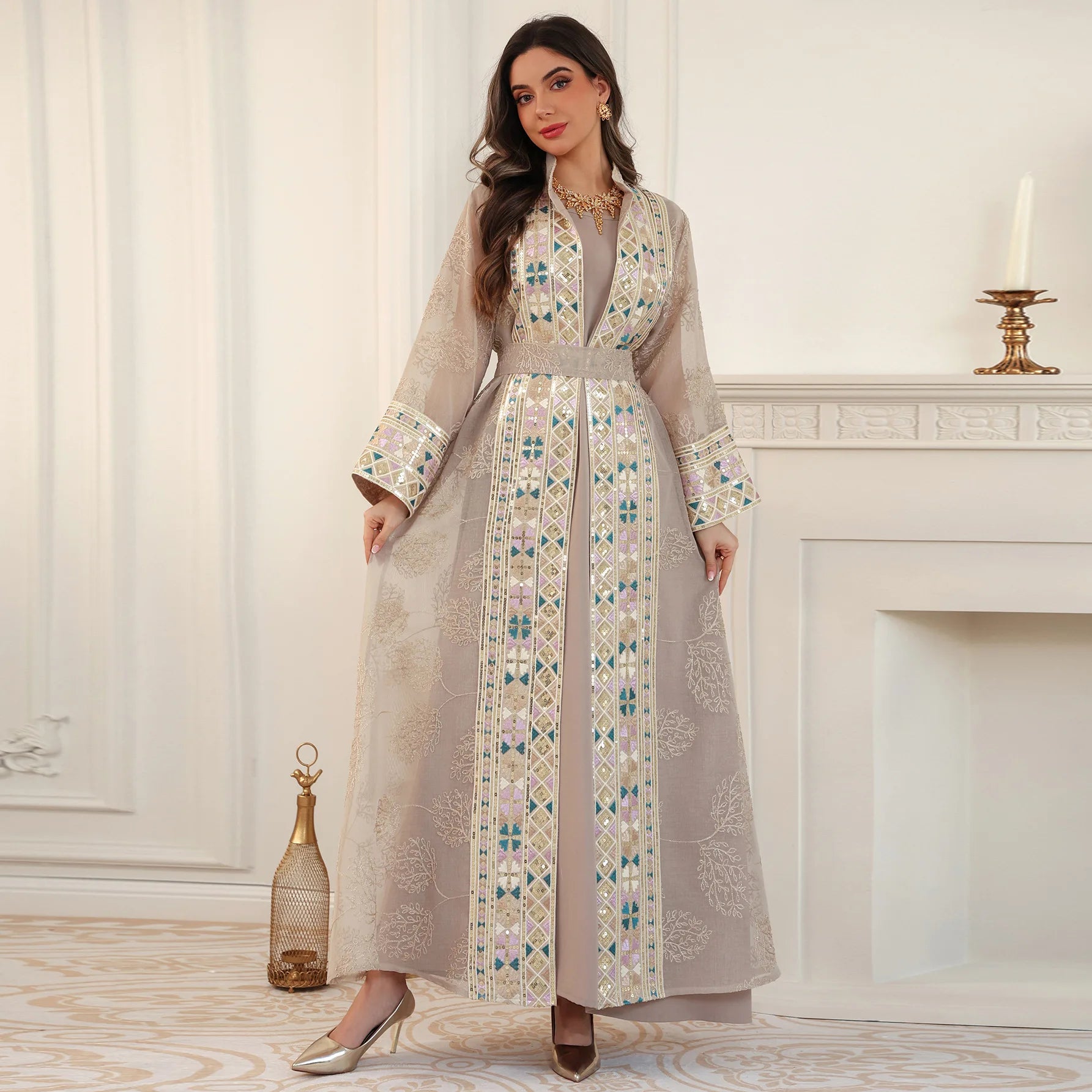 Abaya Aïd Ensemble 2 Pièces Soirée – détail de la coupe