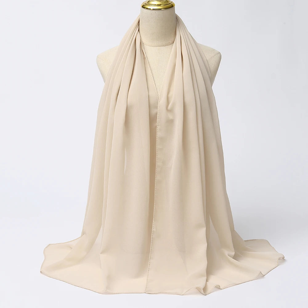 Hijab Mousseline Uni Long Pour Femme – vue 12
