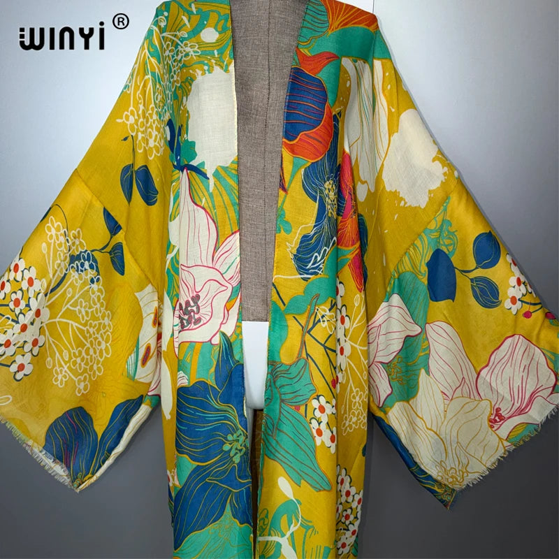 Kimono Boho Imprimé Africain – détail de la coupe