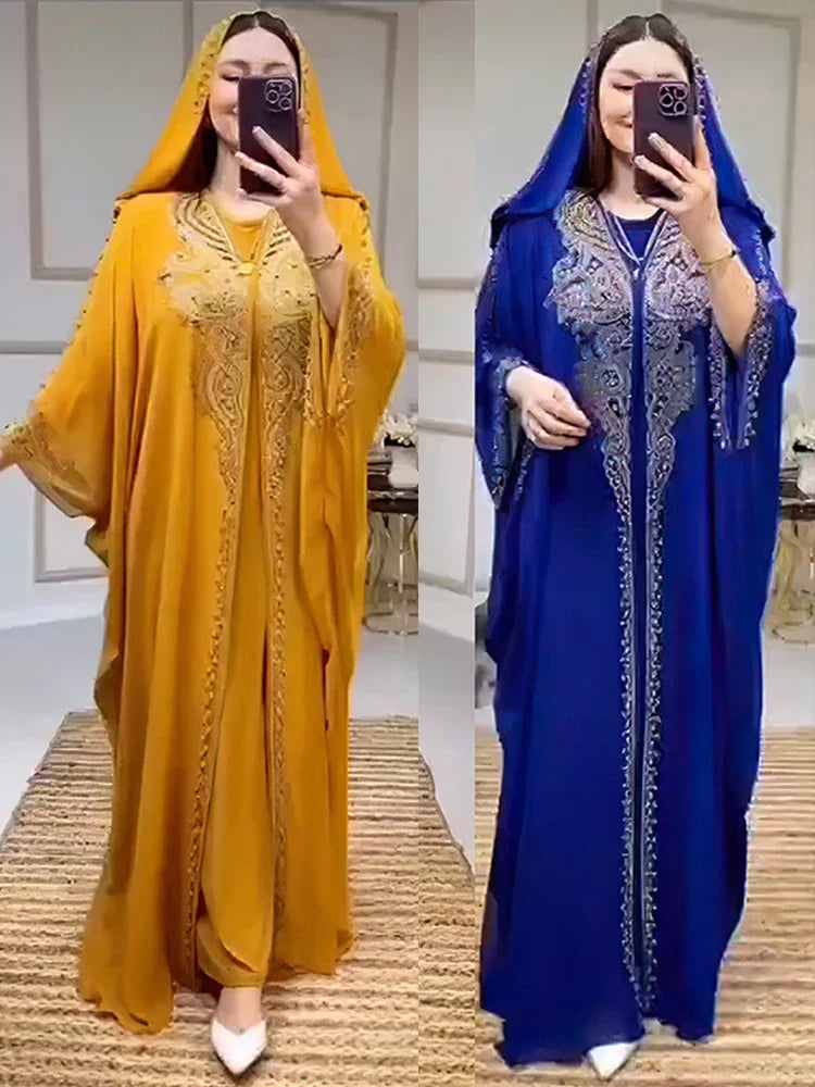Ensemble Abaya Capuche 2 Pièces Diamant – détail de la coupe