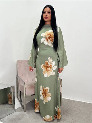 Abaya Jalabiya Imprimée Soirée – présentation du modèle, vue 5
