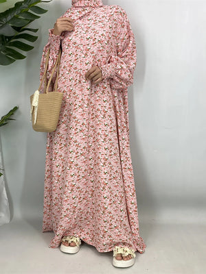 Abaya Florale Khimar Assorti – présentation du modèle, vue 5