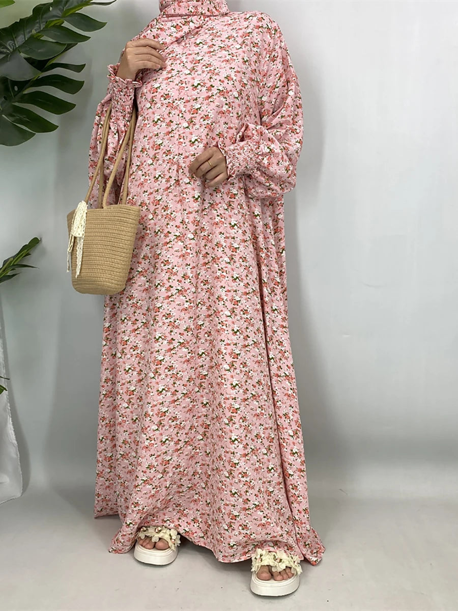 Abaya Florale Khimar Assorti – présentation du modèle, vue 5