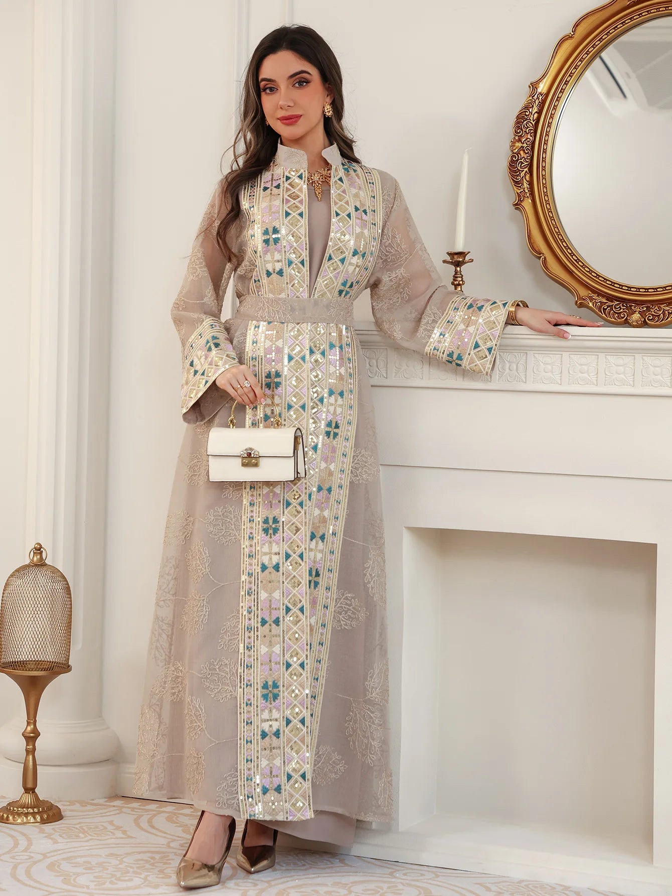 Abaya Aïd Ensemble 2 Pièces Soirée – détail du tissu et des finitions