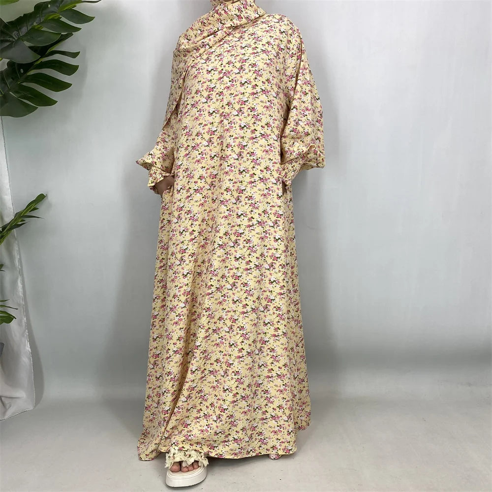 Abaya Florale Khimar Assorti – présentation du modèle, vue 7