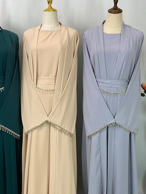 Abaya Nida Chaîne Cristal Pour Femme – présentation du modèle, vue 4