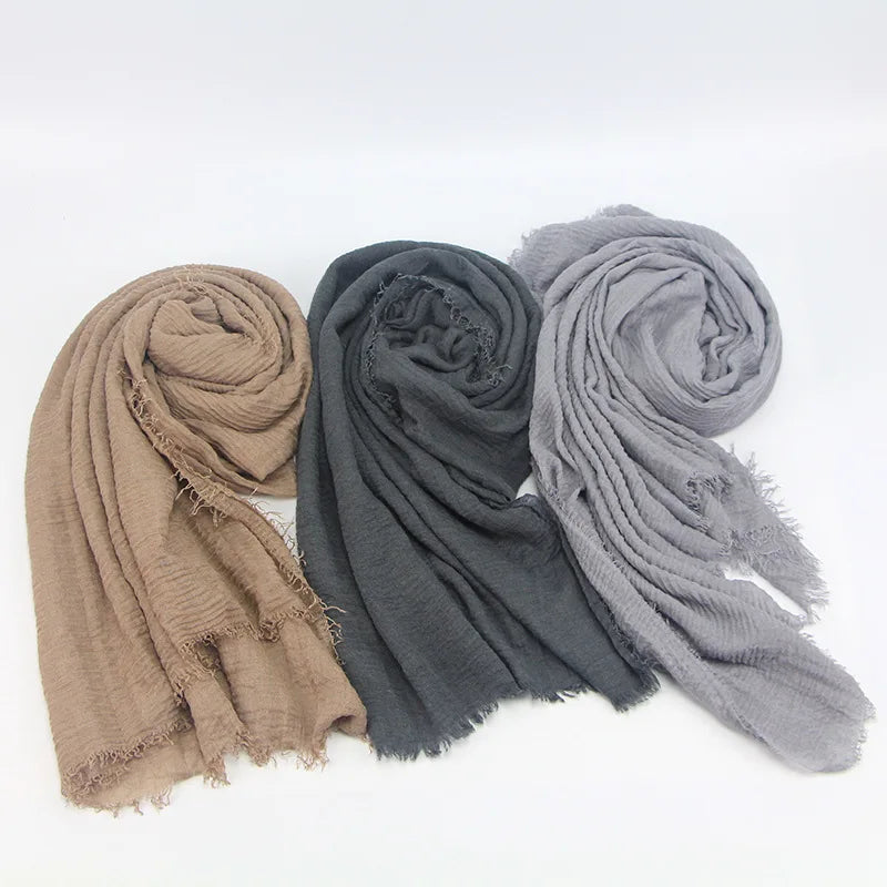 Hijab Coton Froissé Respirant Pour Femme – vue 6