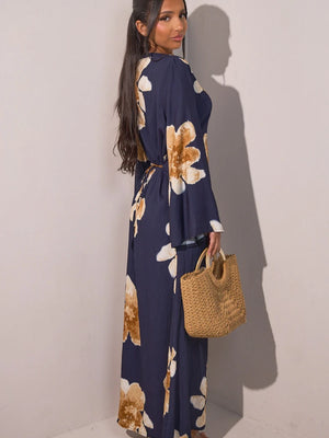 Abaya Jalabiya Imprimée Soirée – détail du tissu et des finitions