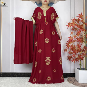 Abaya Africaine Coton Brodée – présentation du modèle, vue 7