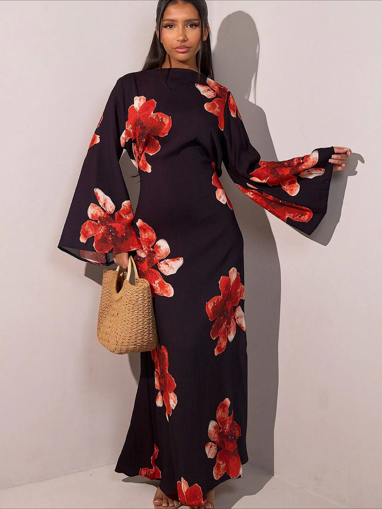 Abaya Jalabiya Imprimée Soirée – présentation du modèle, vue 7