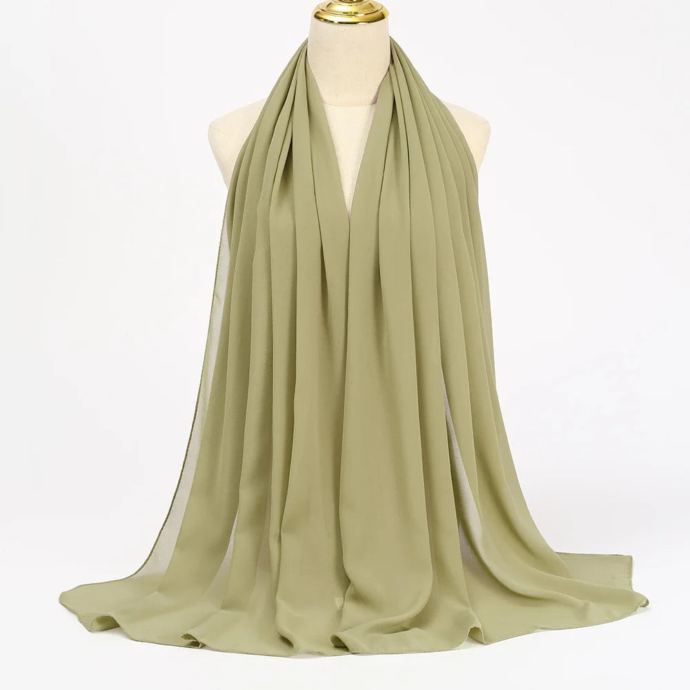 Hijab Mousseline Uni Long Pour Femme – vue 8