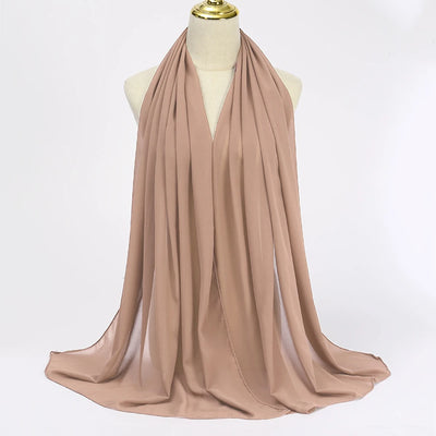 Hijab Mousseline Uni Long Pour Femme en Rose nude pour femme – Maison Layina