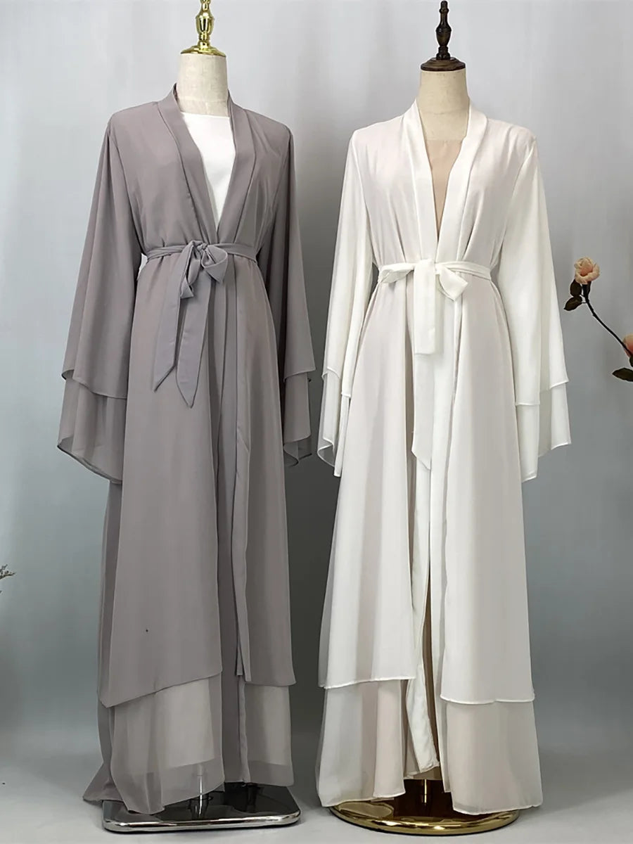 Abaya Ouverte Mousseline Kimono – détail de la coupe