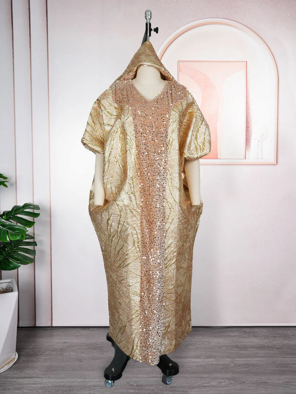 Abaya Dubaï Sequins Luxe Pour Femme – détail de la coupe