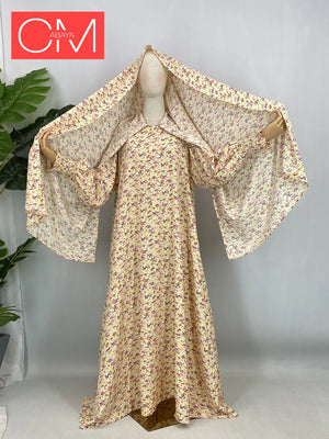 Abaya Florale Khimar Assorti – vue principale