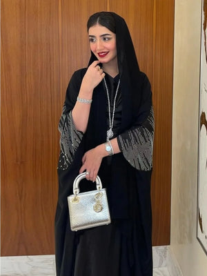 Abaya Jalabiya Diamant Noire Pour Femme – vue principale