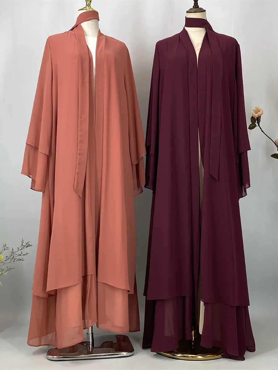 Abaya Ouverte Mousseline Kimono – présentation du modèle, vue 4