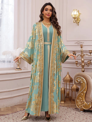 Abaya Brodée Verte Pour Femme – détail de la coupe