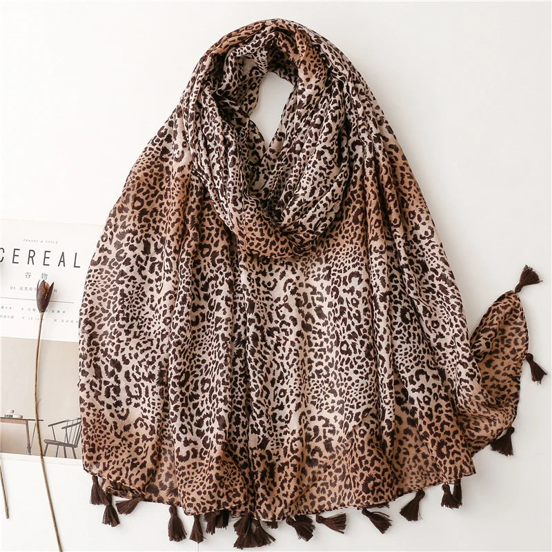 Hijab Coton Lin Léopard Pour Femme – vue principale