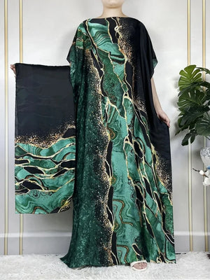 Abaya Imprimée Satin Douce Pour Femme – présentation du modèle, vue 10
