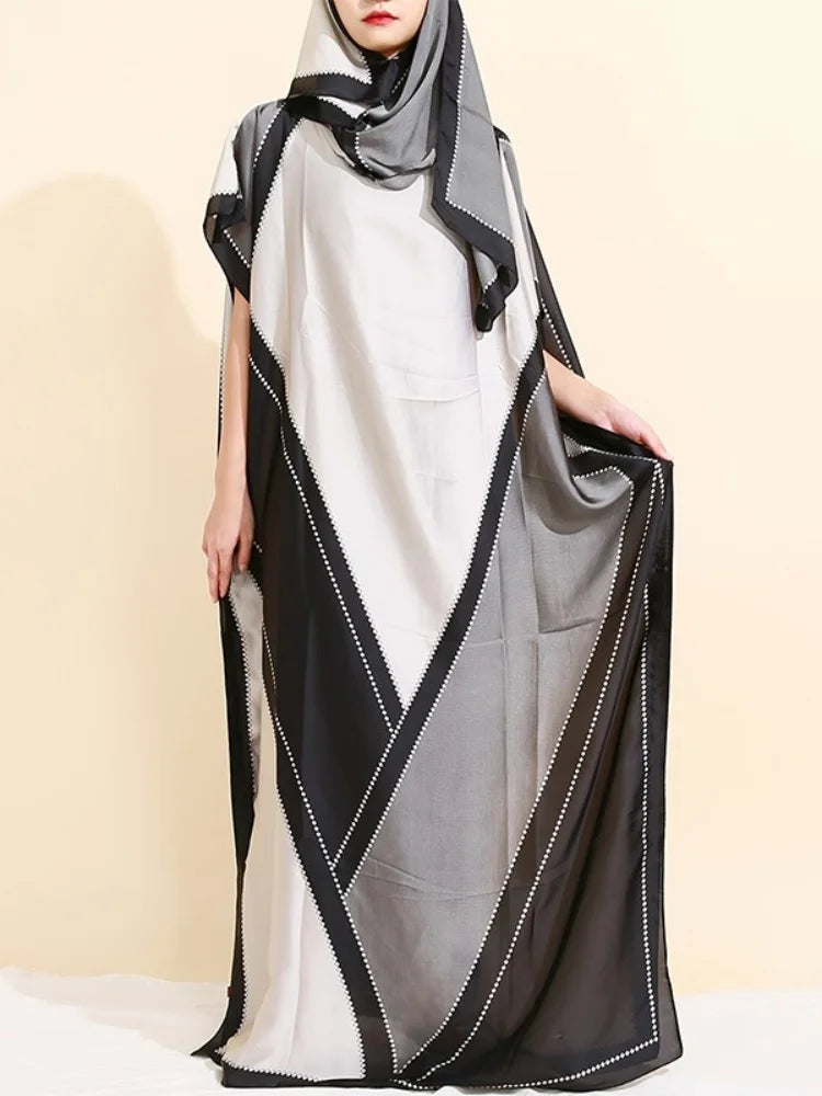 Abaya Imprimée Satin Douce Pour Femme – présentation du modèle, vue 8