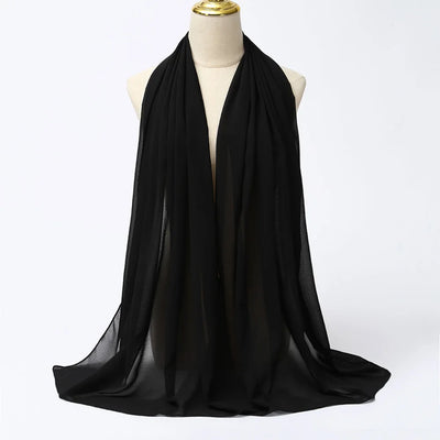 Hijab Mousseline Uni Long Pour Femme en Noir pour femme – Maison Layina