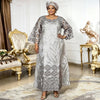 Abaya Africaine Bazin Brodée Pour Femme en argenté – Maison Layina