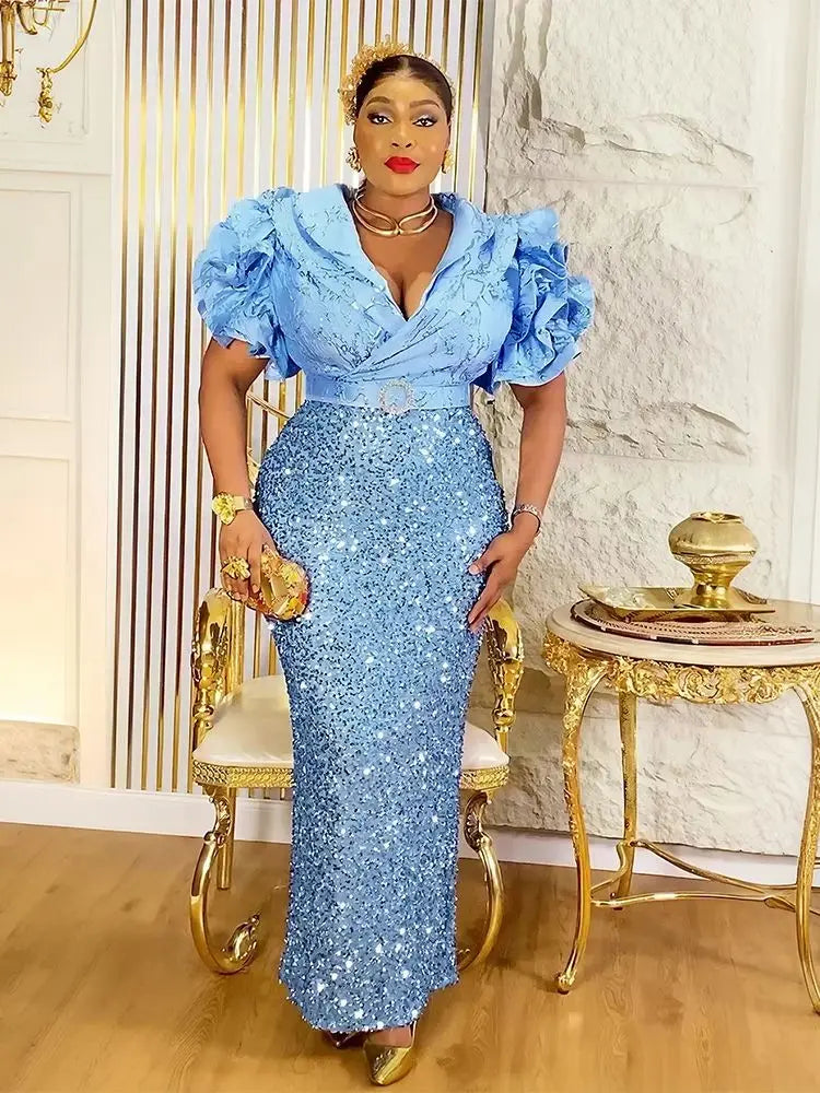 Abaya Africaine Pailletée Grande Taille – vue produit 3 – Maison Layina