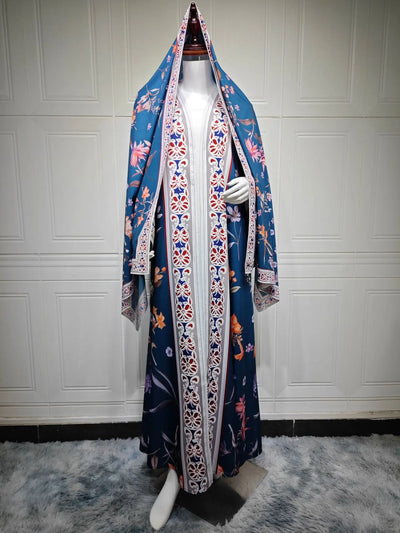 Abaya Cardigan Ouverte Fleurs Pour Femme – vue du modèle, image 9