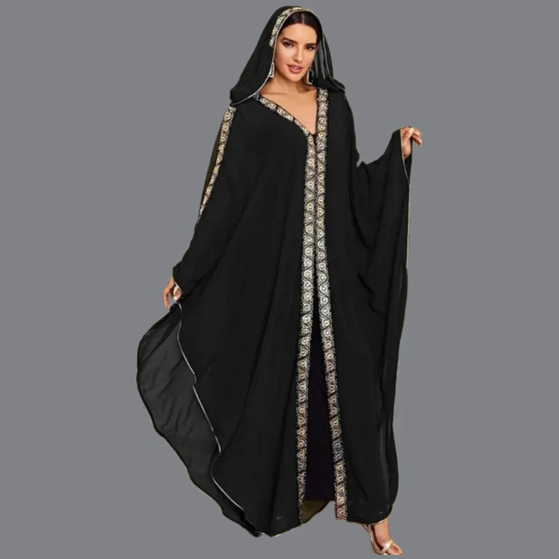 Abaya Farasha à Capuche Manches Papillon – vue principale