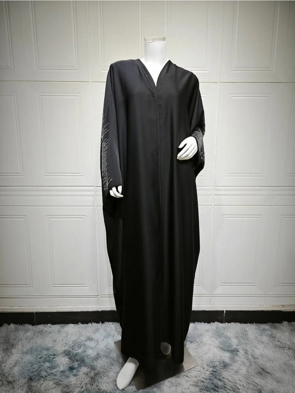 Abaya Jalabiya Diamant Noire Pour Femme – vue du modèle, image 6