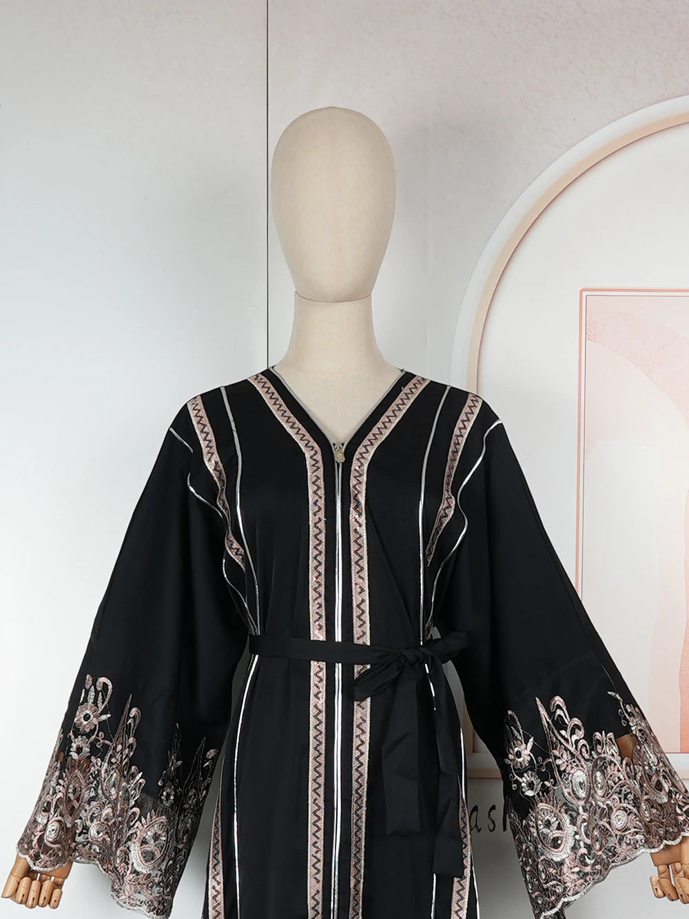 Abaya Kimono Ramadan Brodée Pour Femme – vue 4