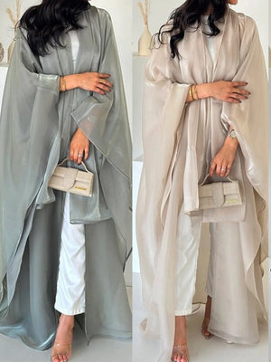 Abaya Kimono Satinée avec Foulard – vue produit 5 – Maison Layina
