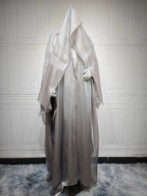Abaya Kimono Satinée avec Foulard – vue produit 7 – Maison Layina