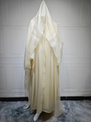 Abaya Kimono Satinée avec Foulard – vue produit 9 – Maison Layina