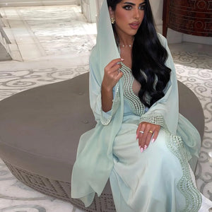 Abaya Longue Ouverte Cardigan – détail du tissu et des finitions