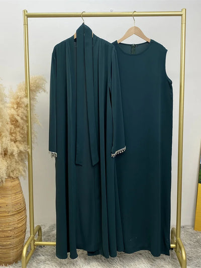Abaya Nida Chaîne Cristal Pour Femme – vue du modèle, image 11