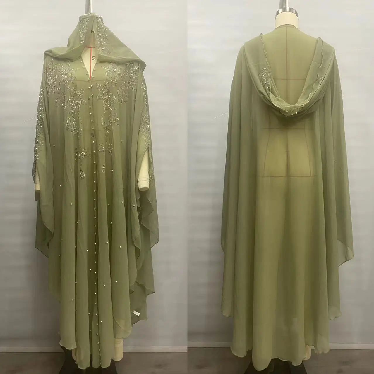 Abaya Ouverte à Capuche et Strass – vue produit 9