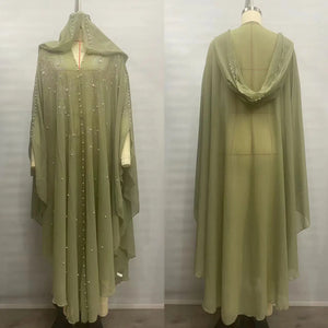 Abaya Ouverte à Capuche et Strass – vue produit 9