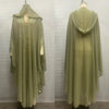 Abaya Ouverte à Capuche et Strass en vert clair pour femme – Maison Layina