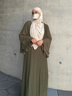 Abaya Plissée Manches Évasées Pour Femme – vue produit 3 – Maison Layina