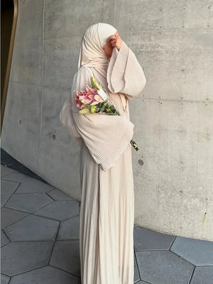 Abaya Plissée Manches Évasées Pour Femme – vue produit 4 – Maison Layina