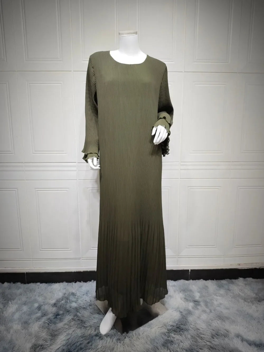 Abaya Plissée Manches Évasées Pour Femme – vue produit 8 – Maison Layina