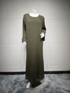 Abaya Plissée Manches Évasées Pour Femme en vert militaire – Maison Layina