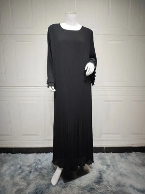 Abaya Plissée Manches Évasées Pour Femme – vue produit 9 – Maison Layina