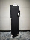 Abaya Plissée Manches Évasées Pour Femme en noir – Maison Layina