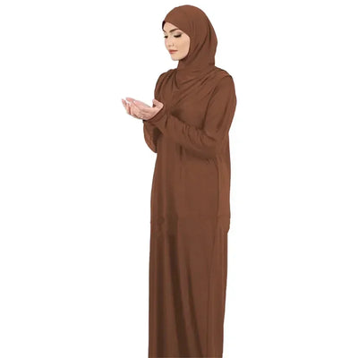 Abaya de Prière à Capuche Unie en kaki pour femme – Maison Layina