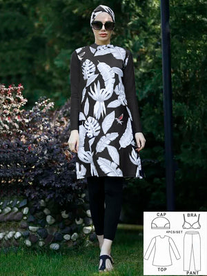 Burkini Fleuri 3 ou 4 Pièces UPF 50+ – vue produit 8
