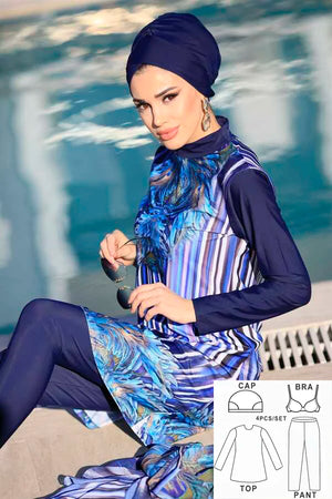 Burkini Fleuri 3 ou 4 Pièces UPF 50+ – vue produit 11