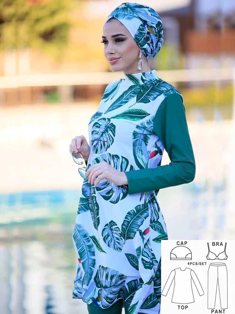 Burkini Fleuri 3 ou 4 Pièces UPF 50+ – vue produit 12